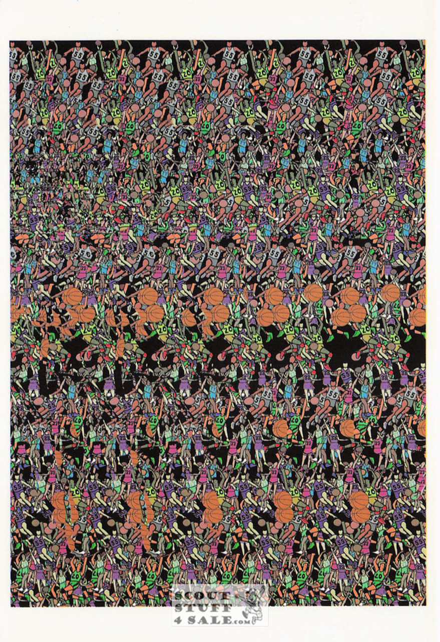 Basketball - Magic Eye 3D Optical Illusion Postcard, Classico SF #512-077