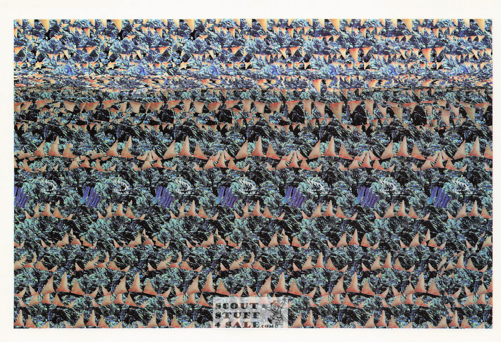 Swimmer Beware - Magic Eye 3D Optical Illusion Postcard, Classico SF #512-081
