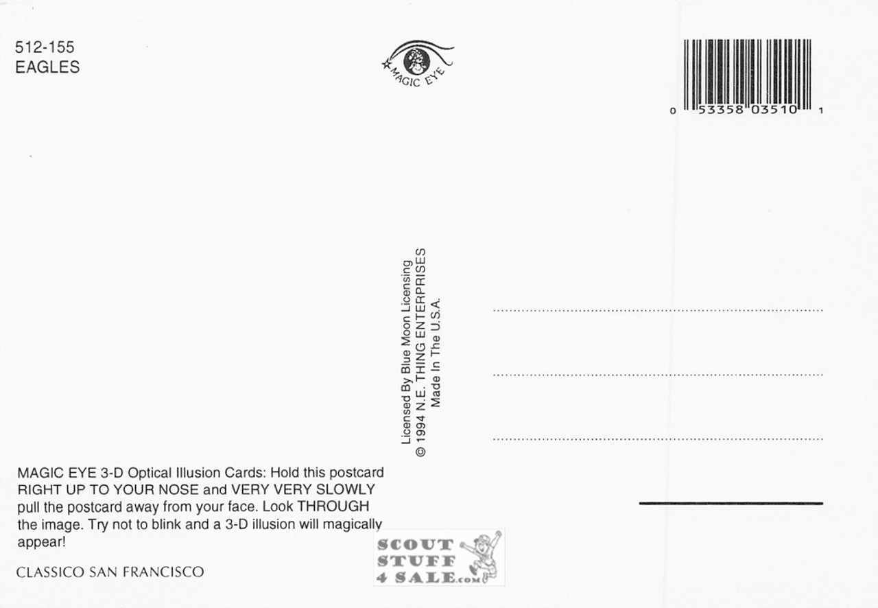 Eagle - Magic Eye 3D Optical Illusion Postcard, Classico San Francisco #512-155