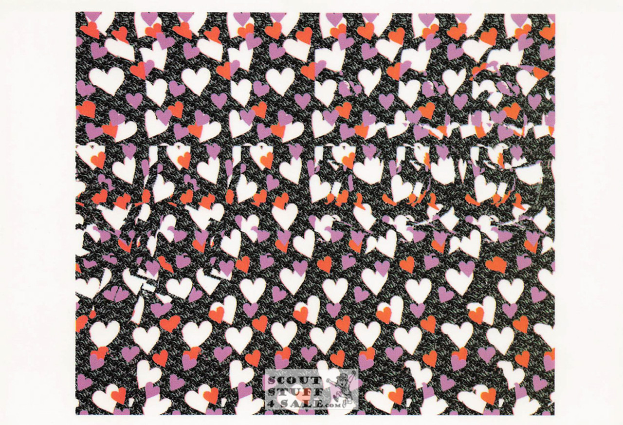 XXOO Heart - Magic Eye 3D Optical Illusion Postcard, Classico SF #512-188