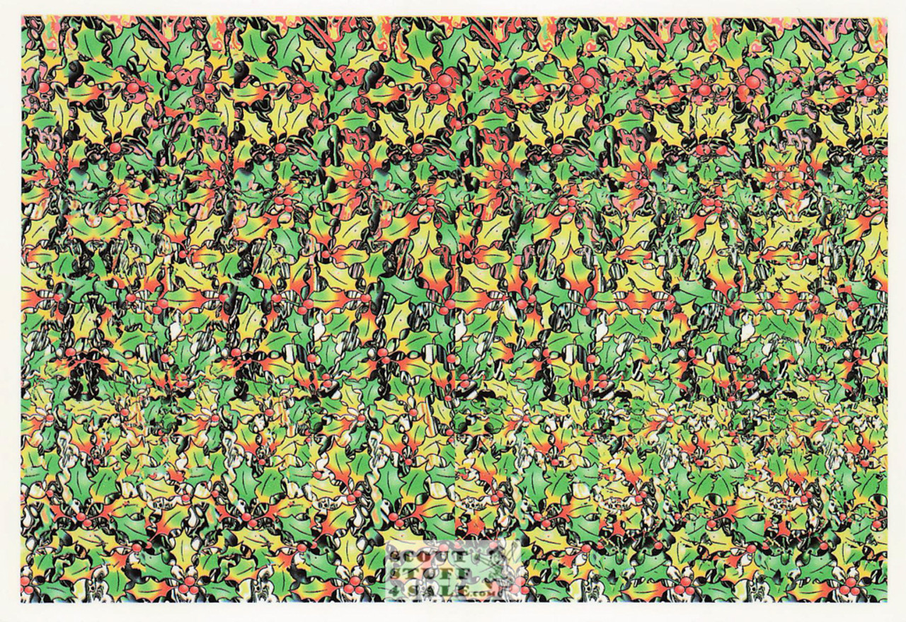 Wreath - Magic Eye 3D Optical Illusion Postcard, Classico San Francisco #512-213