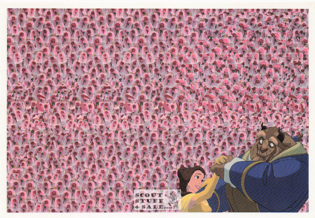 Beauty & The Beast Disney Magic Eye 3D Optical Illus Postcard, Classico #513-011