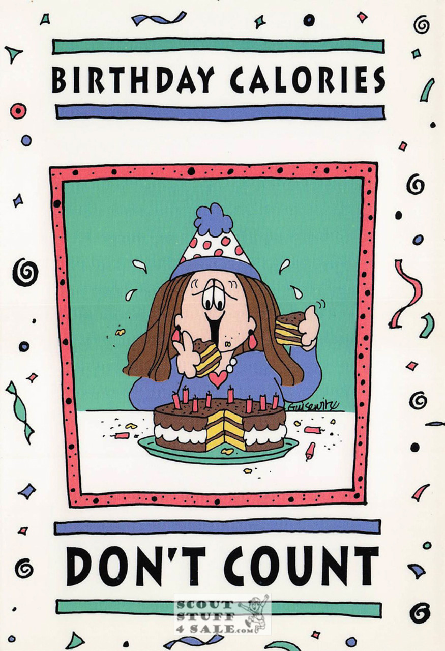 Birthday Calories Don't Count Cathy Cartoon Postcard, Classico SF #524-014