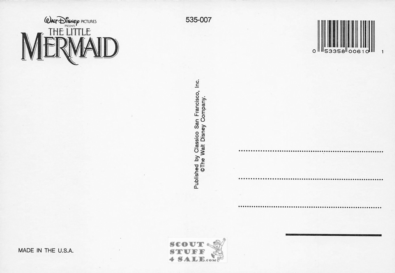 The Little Mermaid Postcard, Walt Disney Pictures, Classico San Francisco #535-007