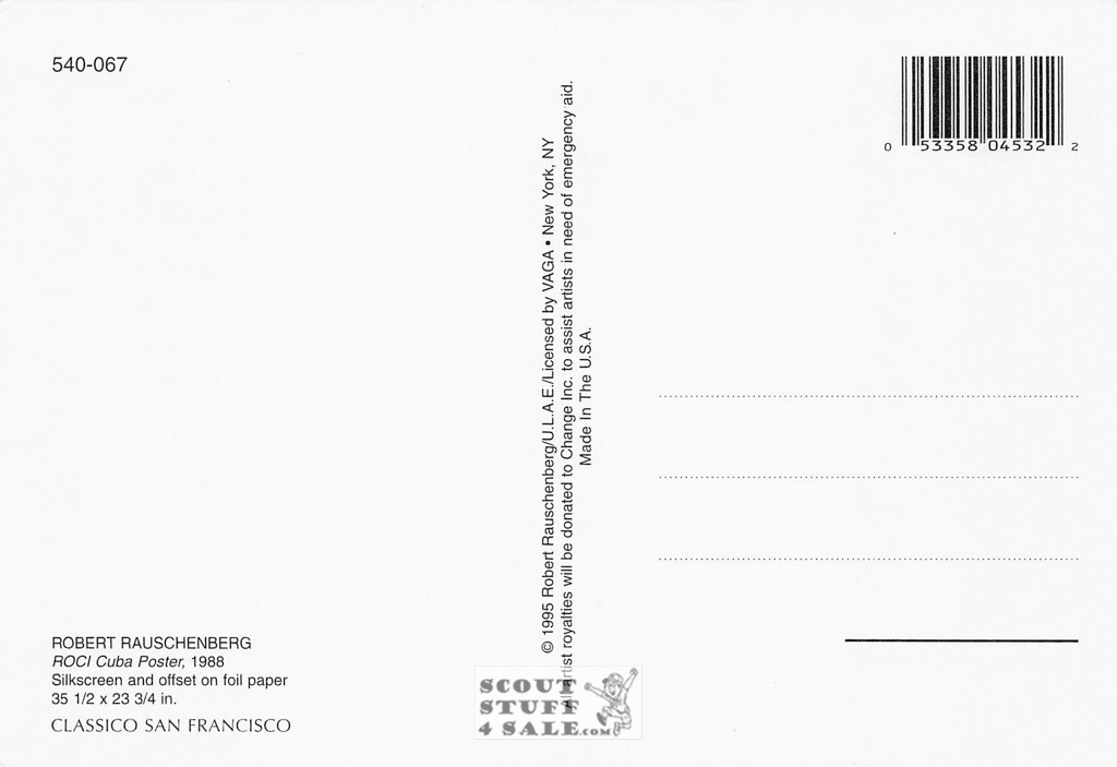 ROCI Cuba Poster by Robert Rauschenberg Art Postcard, Classico SF #540-067