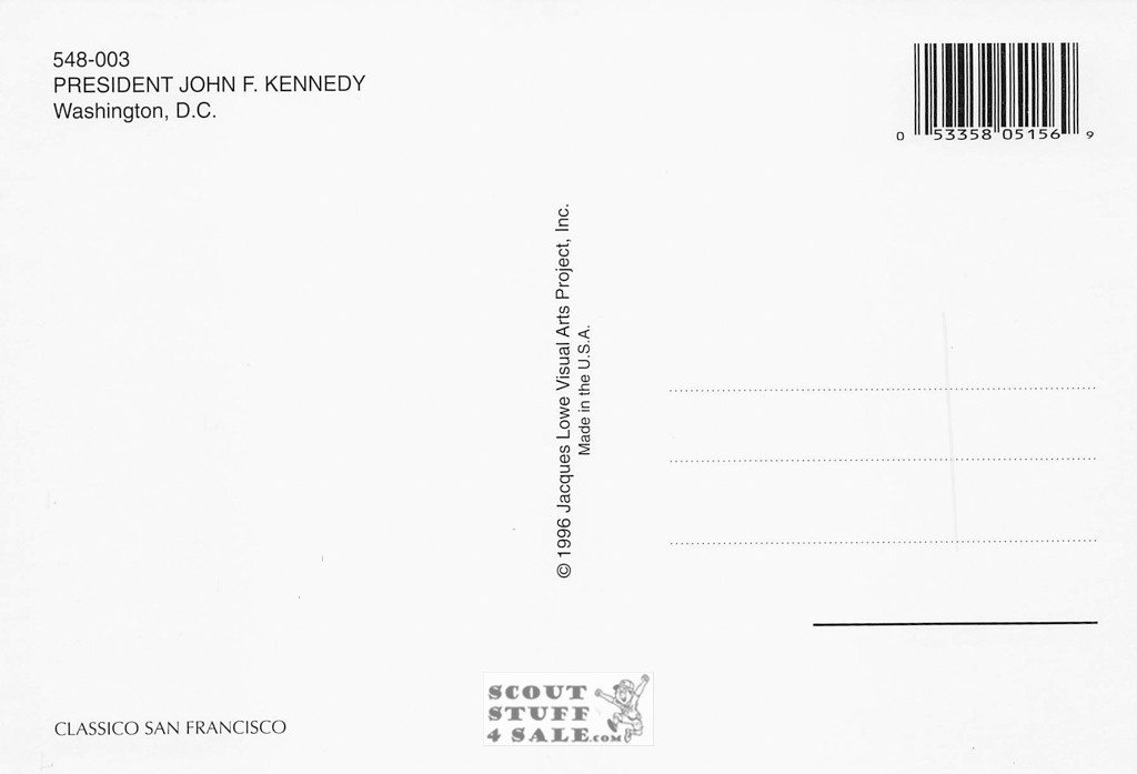 President John F. Kennedy Postcard, Classico San Francisco #548-003