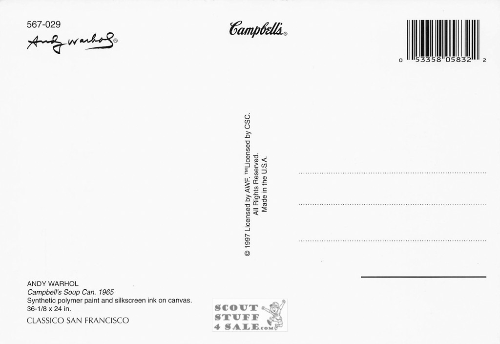 Campbell's Soup Can Painting Postcard, Andy Warhol, Classico SF #567-029