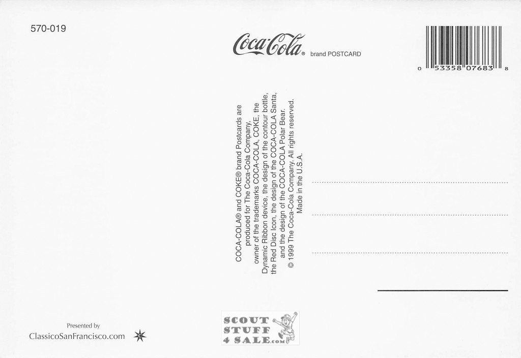 Vintage Coca Cola Advertising Print on Postcard, Classico San Francisco #570-019