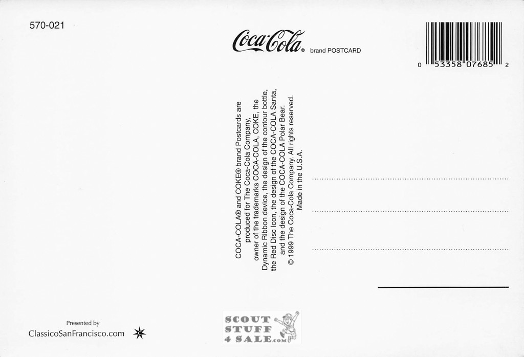 Vintage Coca Cola Advertising Print on Postcard, Classico San Francisco #570-021