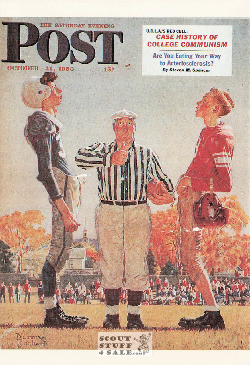 THE TOSS, Norman Rockwell Artwork Postcard, Football, Sat Eve Post, #611-001