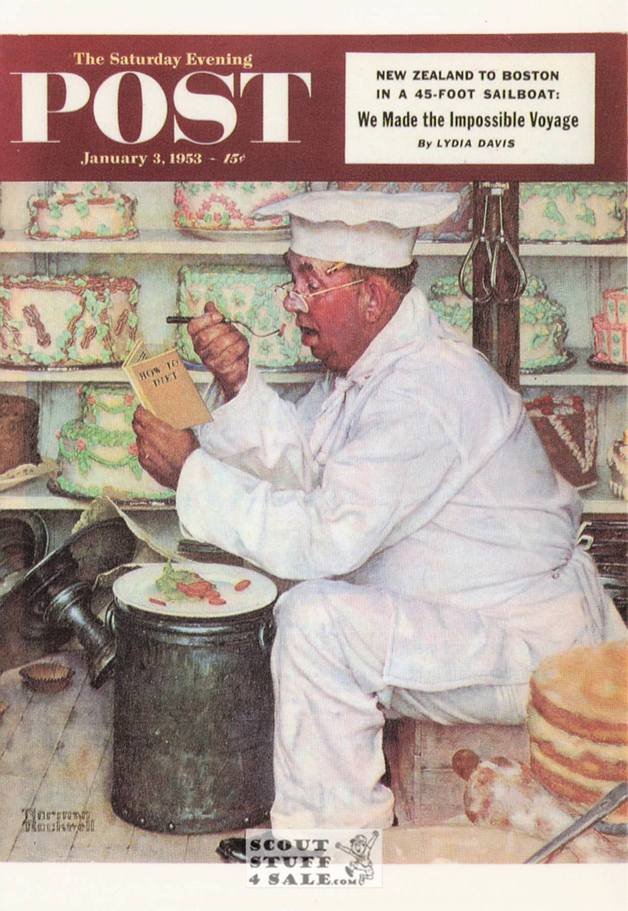HOW TO DIET, Norman Rockwell Artwork Postcard, Sat Evening Post, #611-003