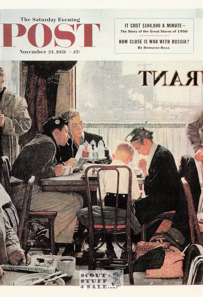 SAYING GRACE, Norman Rockwell Artwork Postcard, Sat Eve Post, #611-016