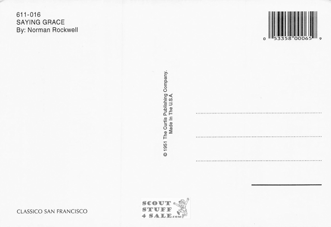 SAYING GRACE, Norman Rockwell Artwork Postcard, Sat Eve Post, #611-016