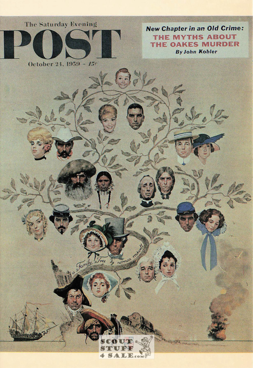 FAMILY TREE, Norman Rockwell Artwork Postcard, Sat Evening Post, #611-030