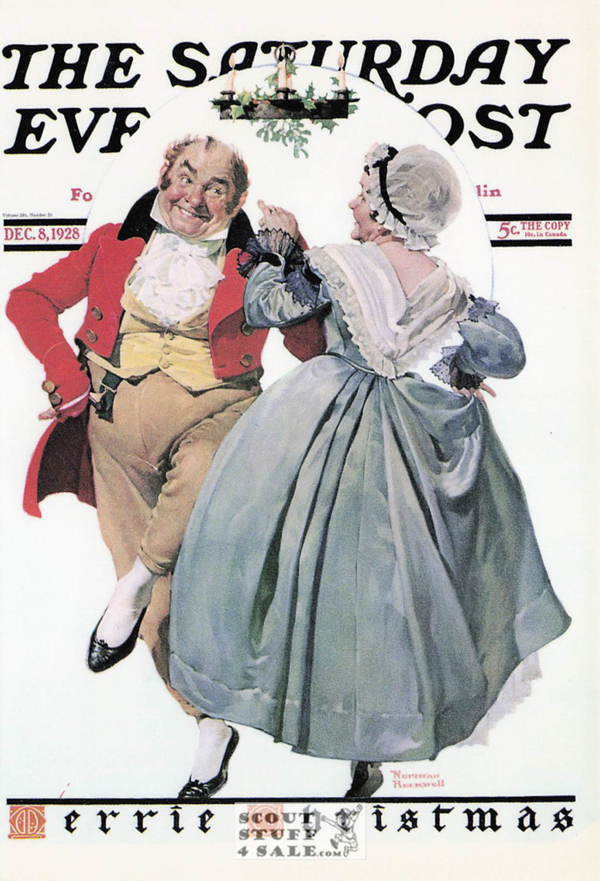 MERRIE CHRISTMAS, Norman Rockwell Artwork Postcard, Sat Eve Post, #611-036