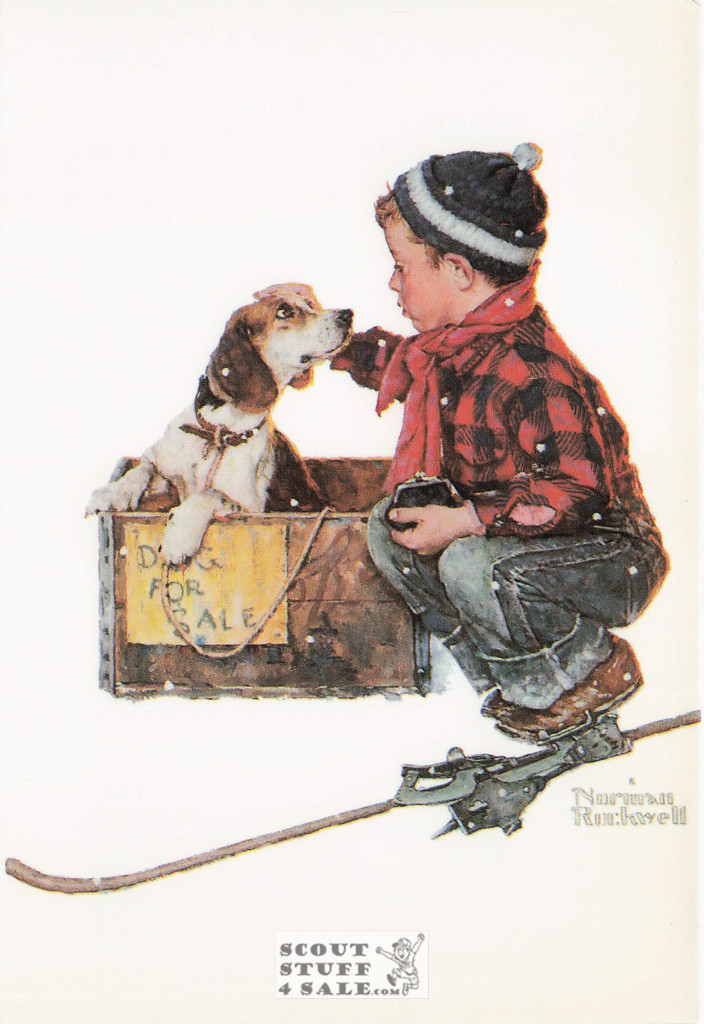 A BOY AND HIS DOG-A BOY MEETS HIS DOG, Norman Rockwell Postcard, #611-049
