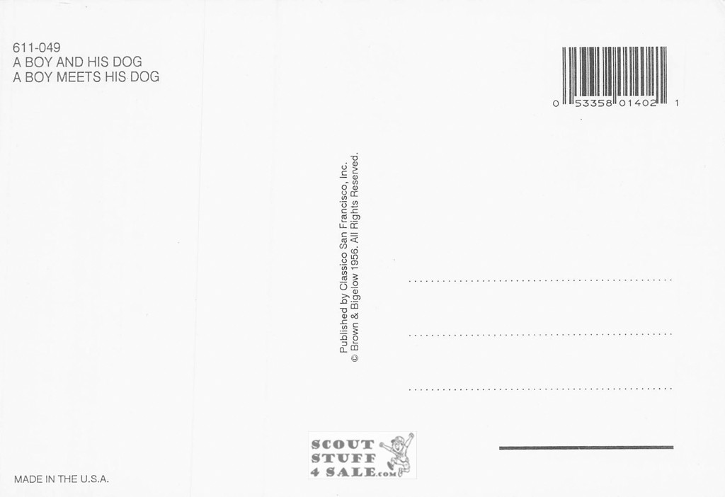 A BOY AND HIS DOG-A BOY MEETS HIS DOG, Norman Rockwell Postcard, #611-049