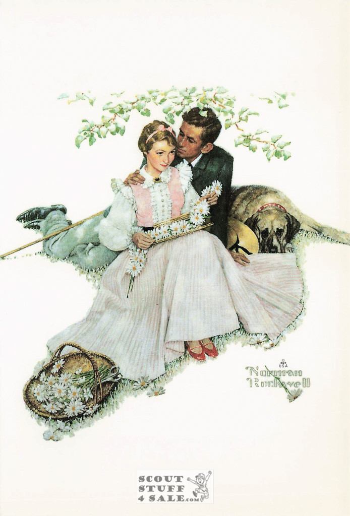 FOUR AGES OF LOVE-FLOWERS IN BLOOM, Norman Rockwell Postcard, #611-051