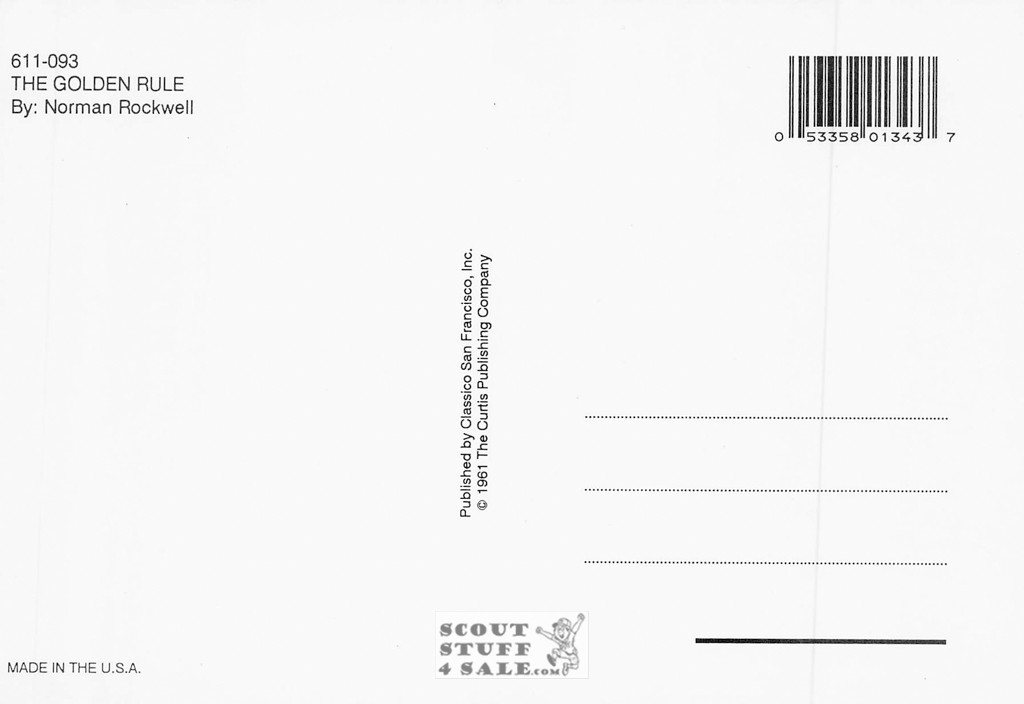 THE GOLDEN RULE, Norman Rockwell Artwork Postcard, Sat Eve Post, #611-093