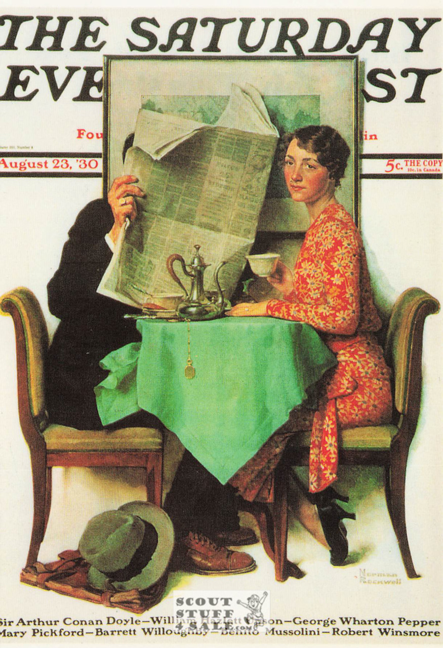 THE BREAKFAST TABLE, Norman Rockwell Artwork Postcard, Sat Eve Post, #611-102