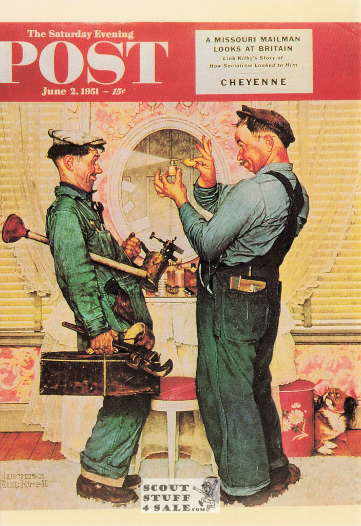 THE PLUMBERS, Norman Rockwell Artwork Postcard, Saturday Eve Post, #611-109