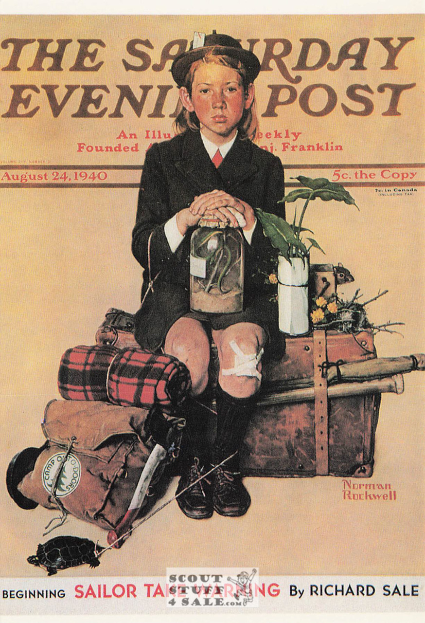 RETURNING FROM CAMP, Norman Rockwell Postcard, Sat Eve Post, #611-112