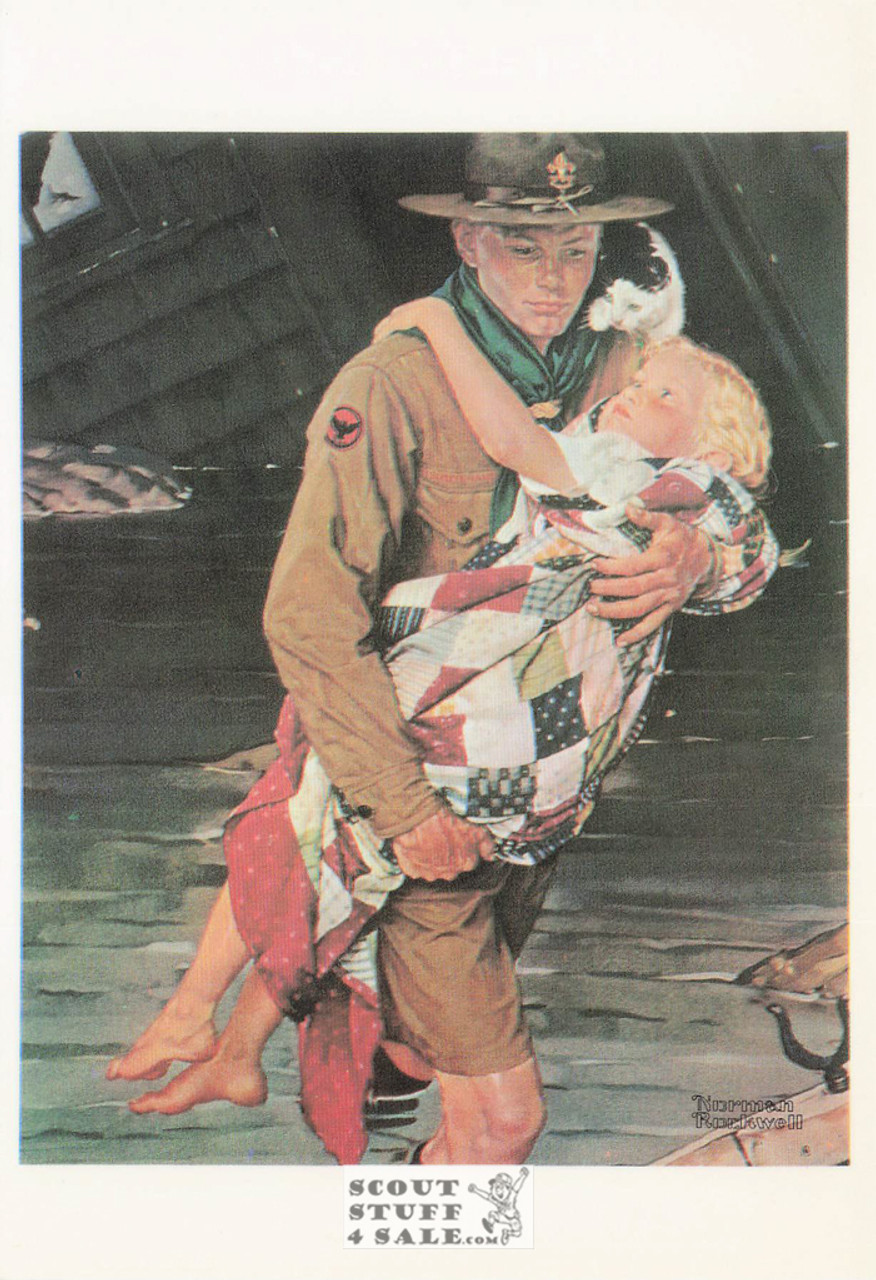 A SCOUT IS HELPFUL, Norman Rockwell Postcard, Boy Scouts of America, #611-123