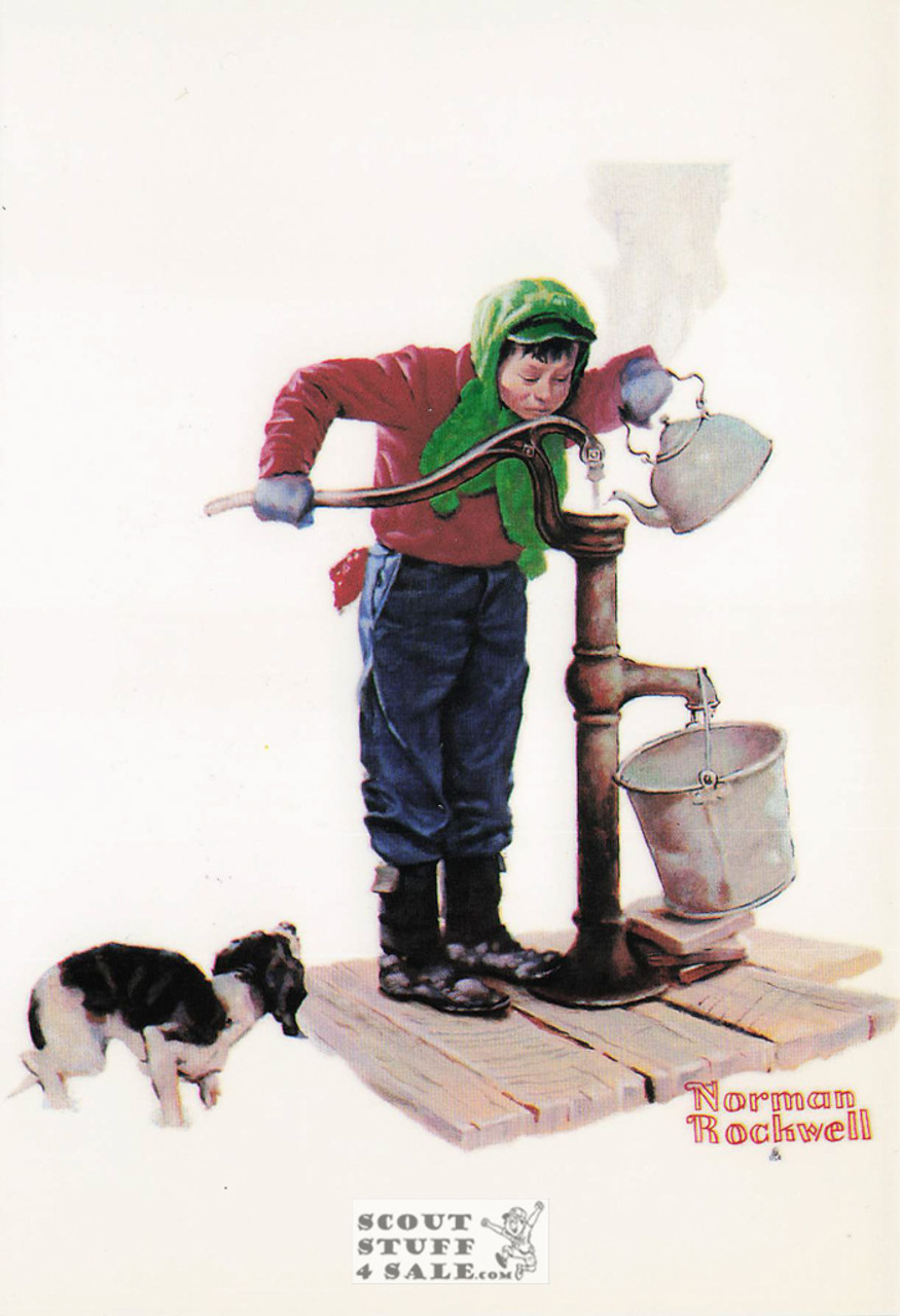 GOING ON SIXTEEN - CHILLING CHORE, Norman Rockwell Art Postcard, #611-134