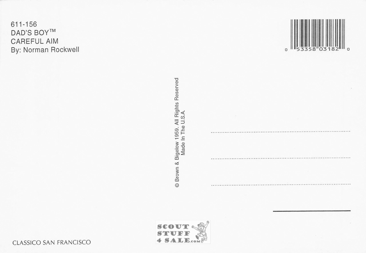 DAD'S BOY - CAREFUL AIM, Norman Rockwell Artwork Postcard, Shotgun, #611-156