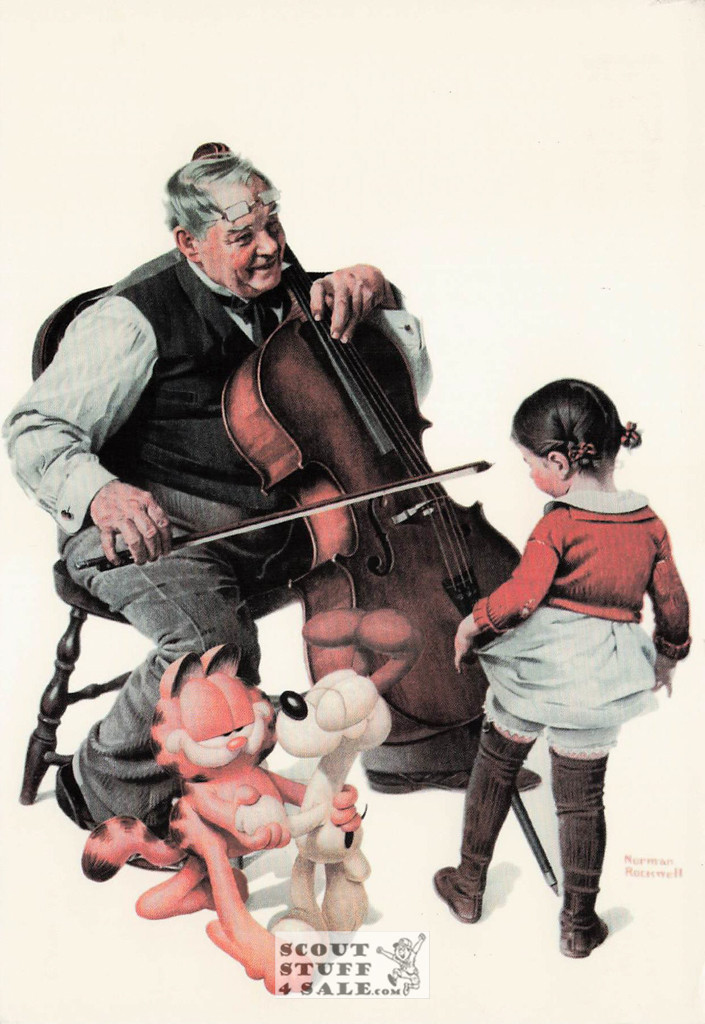 GARFIELD VISITS NORMAN ROCKWELL-MEETING OF MINDS Art Postcard, #611-202