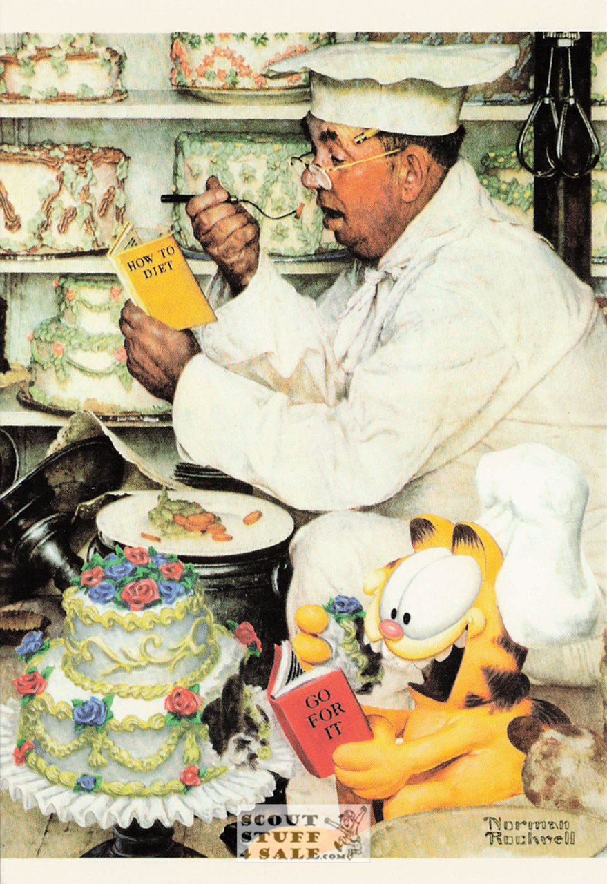 GARFIELD VISITS NORMAN ROCKWELL-HOW TO DIET Art Postcard, #611-212