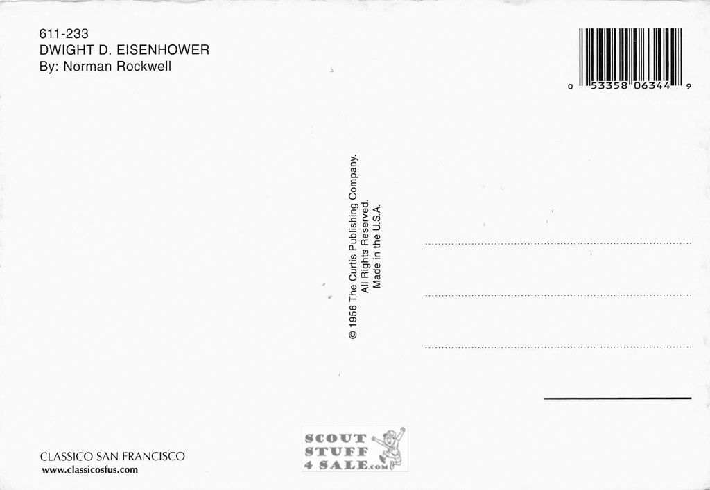 DWIGHT D. EISENHOWER, Norman Rockwell Artwork Postcard, Classico #611-233