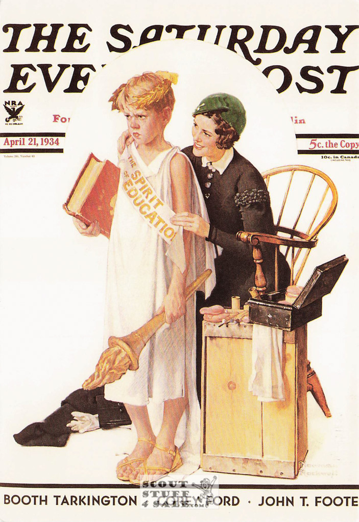 THE SPIRIT OF EDUCATION, Norman Rockwell ArT Postcard, Sat Eve Post, #611-236