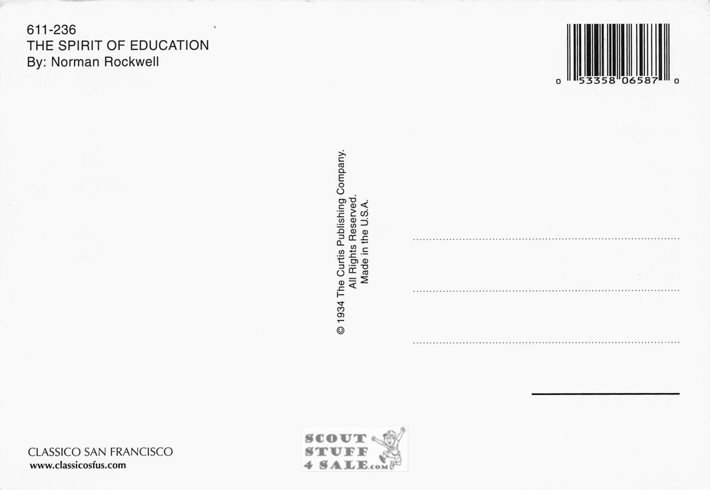 THE SPIRIT OF EDUCATION, Norman Rockwell ArT Postcard, Sat Eve Post, #611-236