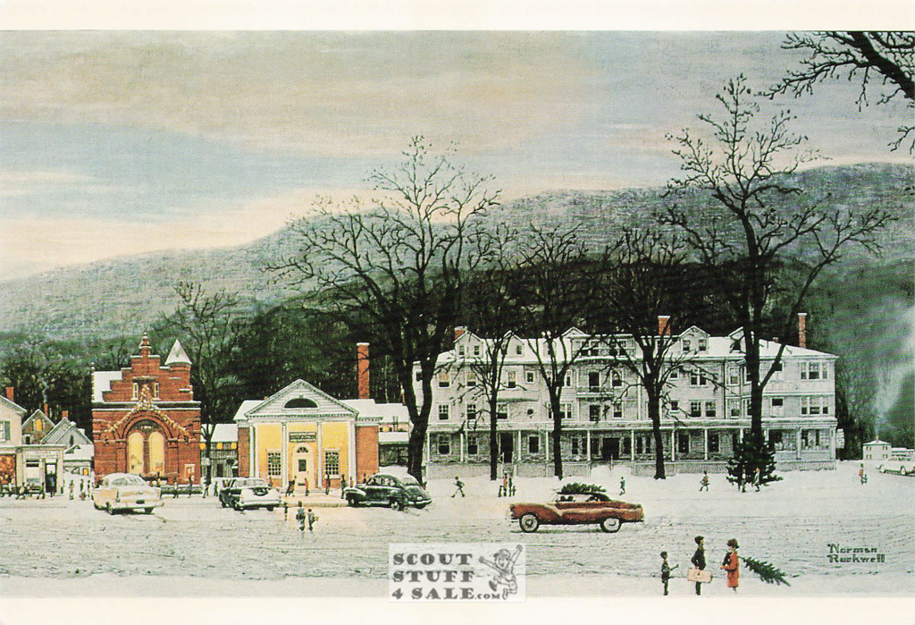 STOCKBRIDGE AT CHRISTMAS, Norman Rockwell Art Postcard, Classico #611-241