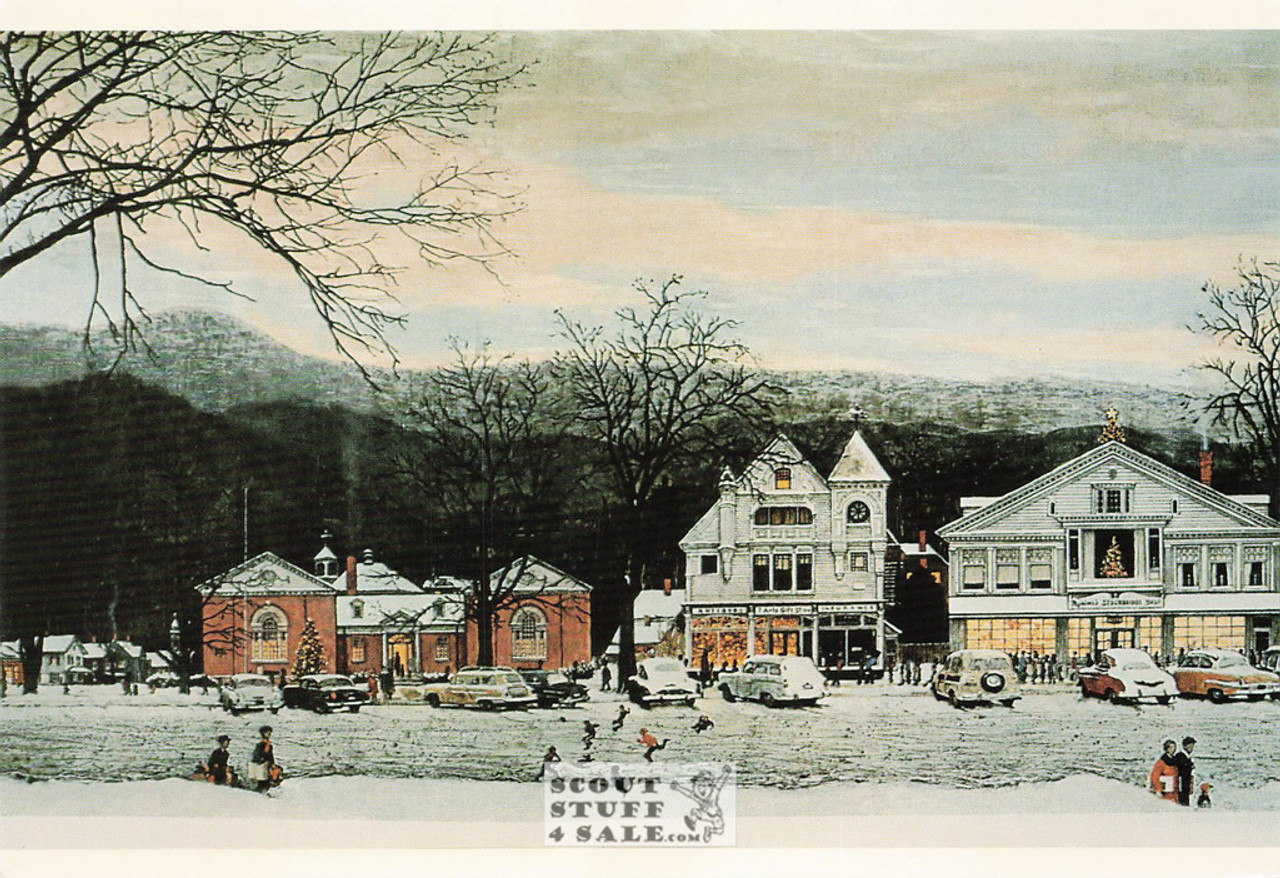 STOCKBRIDGE AT CHRISTMAS, Norman Rockwell Art Postcard, Classico #611-242