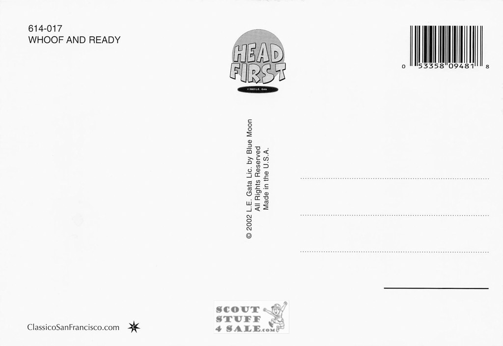 WHOOF AND READY, Head First Humorous Animal Photography Postcard, #614-017