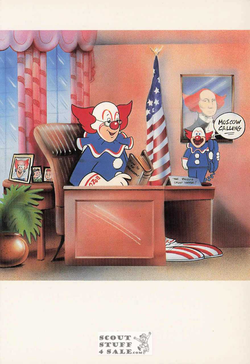 The Oval Office, Bozo the Clown Cartoon Postcard, Classico San Francisco #625-001