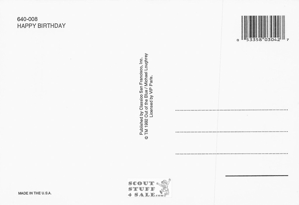 Happy Birthday, Out of the Blue Postcard, Classico San Francisco #640-008