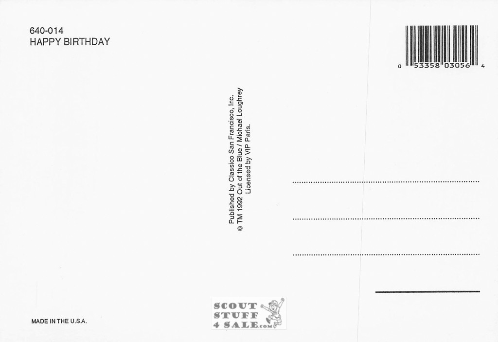 Happy Birthday, Out of the Blue Postcard, Classico San Francisco #640-014