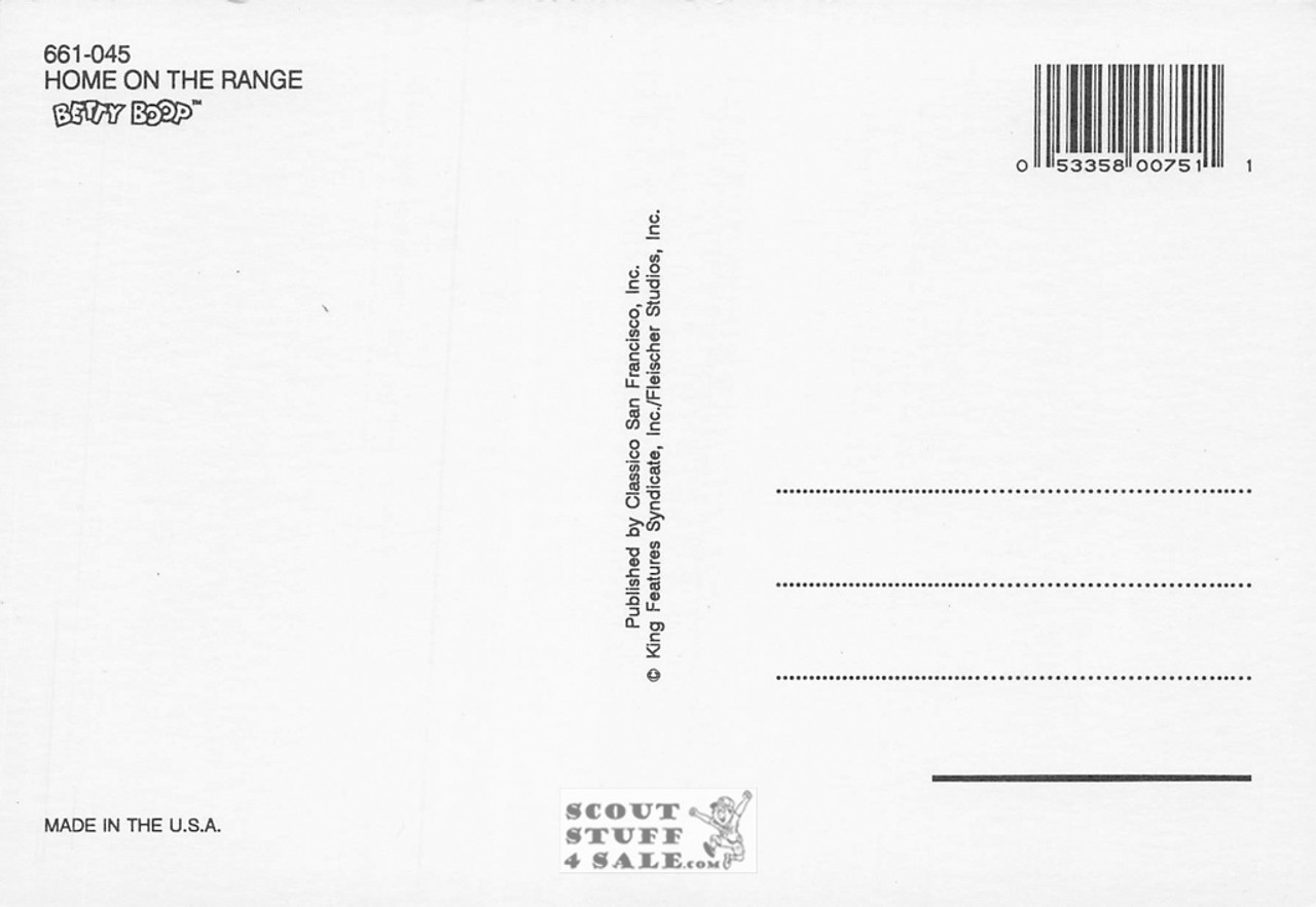 Home On The Range, Betty Boop Cartoon Postcard, Classico San Francisco #661-045