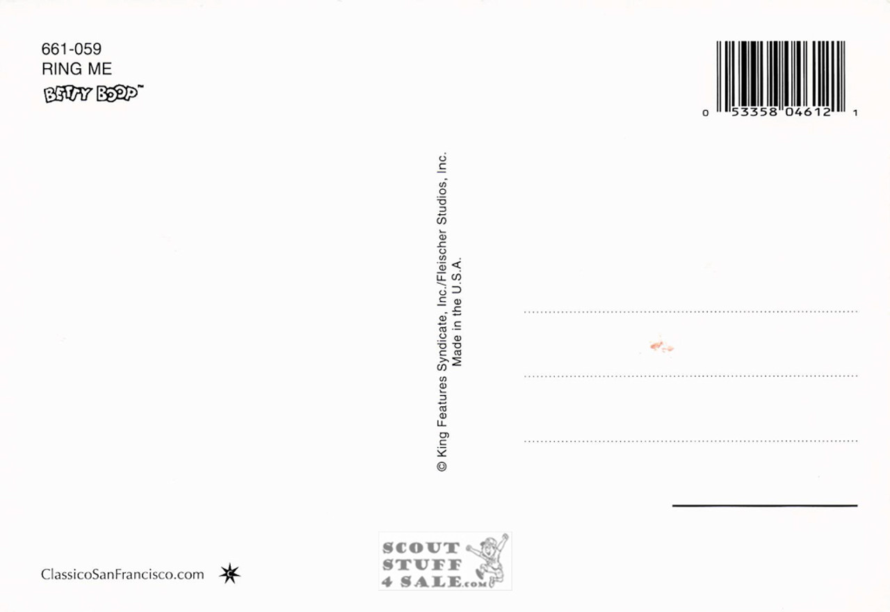 Ring Me, Betty Boop Cartoon Postcard, Classico San Francisco #661-059