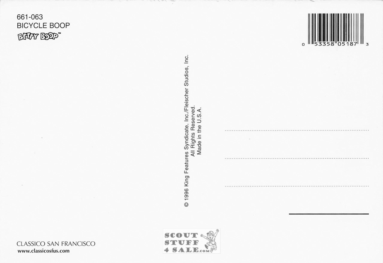 Bicycle Boop, Betty Boop Cartoon Postcard, Classico San Francisco #661-063