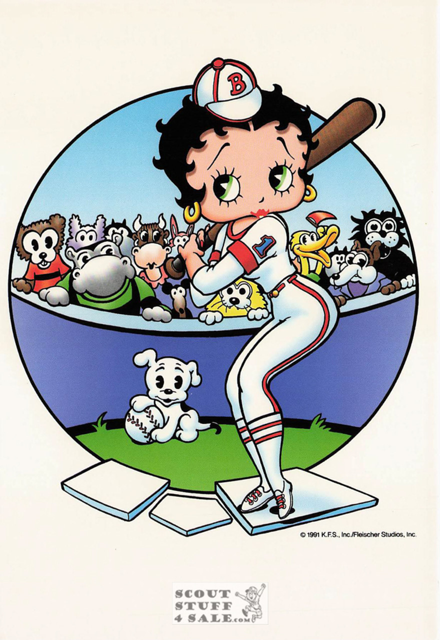 Boop Baseball, Betty Boop Cartoon Postcard, Classico San Francisco #661-070