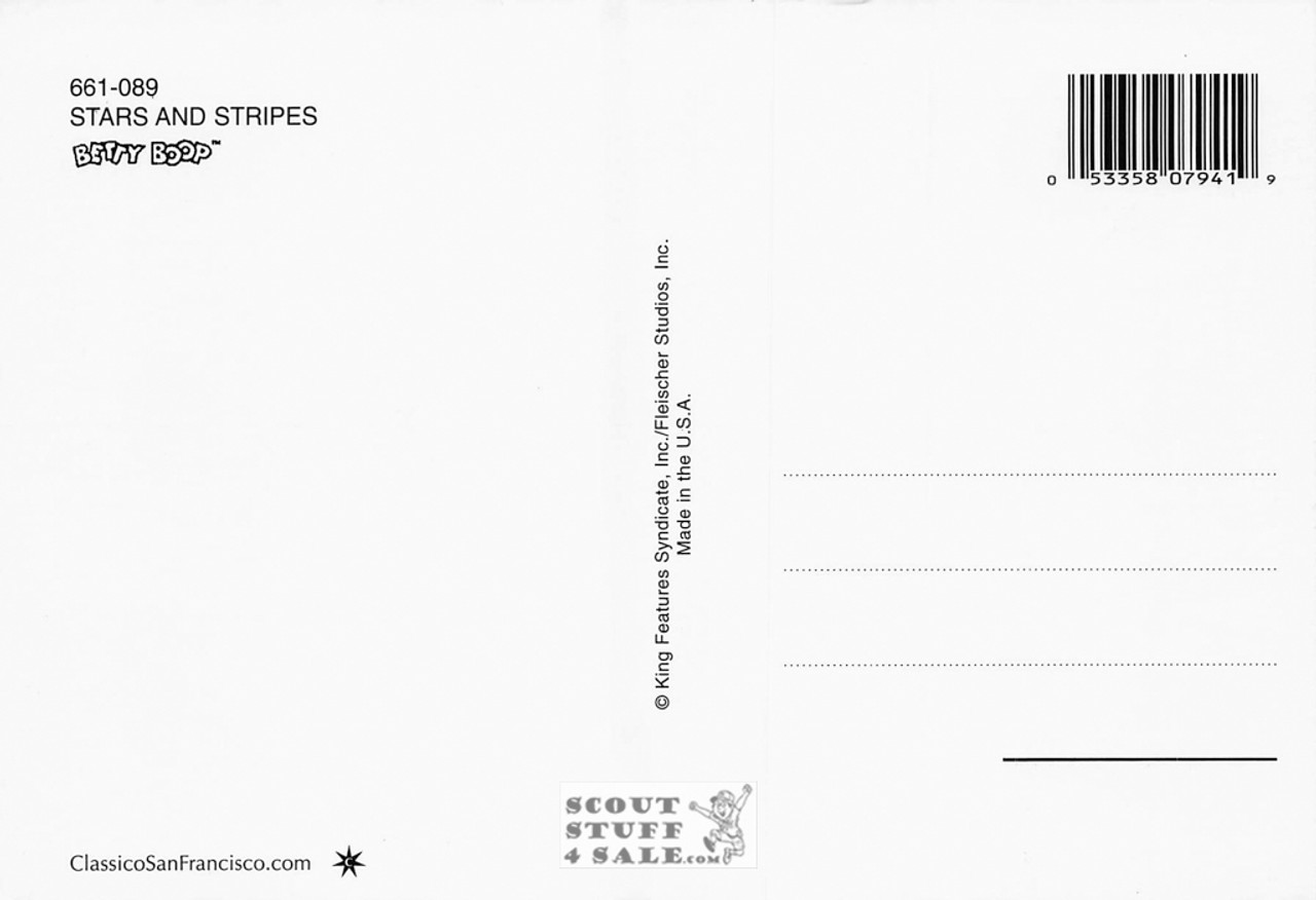 Stars and Stripes, Betty Boop Cartoon Postcard, Classico San Francisco #661-089