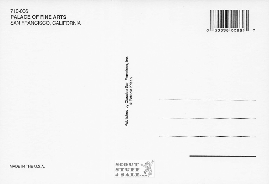 Palace of Fine Arts, San Francisco Postcard, Photography Patricia Krisan, #710-006