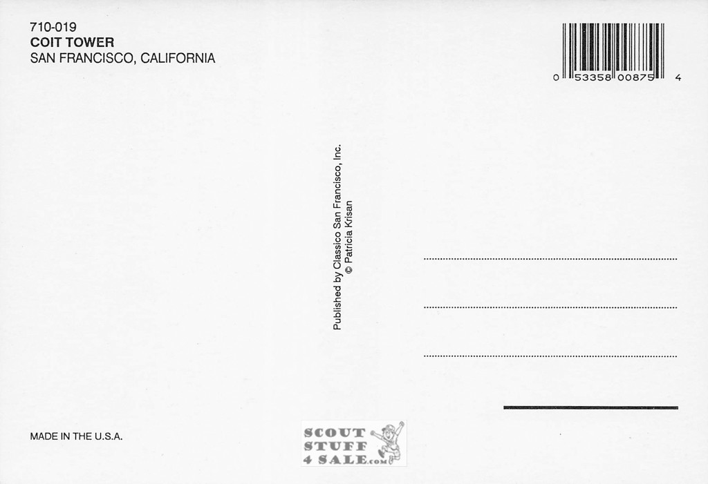 Coit Tower, San Francisco Postcard, Photography Patricia Krisan, #710-019