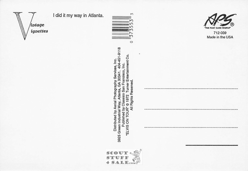 Elvis Presley Atlanta Promotional Postcard, Classico San Francisco #712-039