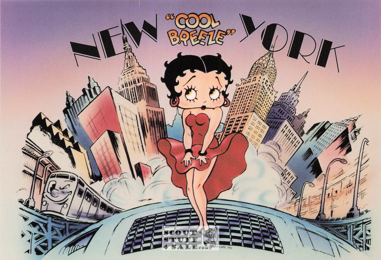 Cool Breeze New York, Betty Boop Cartoon Postcard, Classico SF #718-002