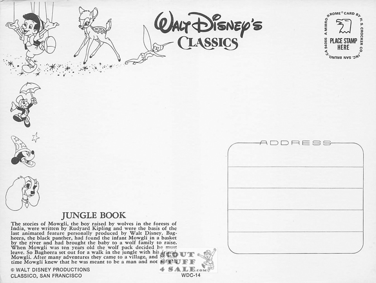 Jungle Book Walt Disney Classics Postcard by Classico San Francisco #WDC-14